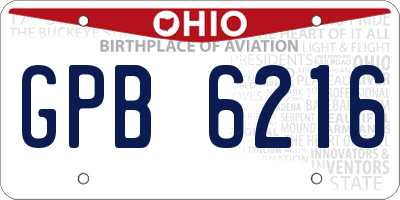 OH license plate GPB6216