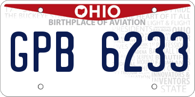 OH license plate GPB6233