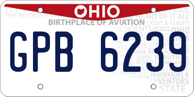 OH license plate GPB6239