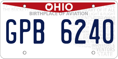 OH license plate GPB6240