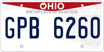 OH license plate GPB6260
