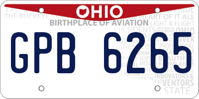 OH license plate GPB6265