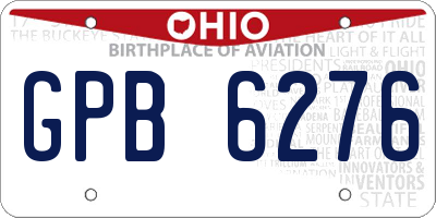 OH license plate GPB6276