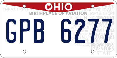OH license plate GPB6277