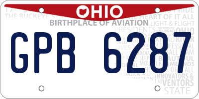 OH license plate GPB6287