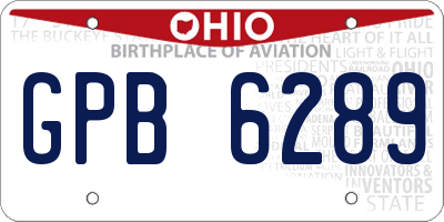 OH license plate GPB6289