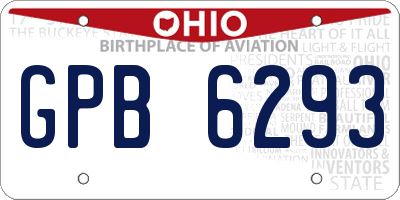 OH license plate GPB6293