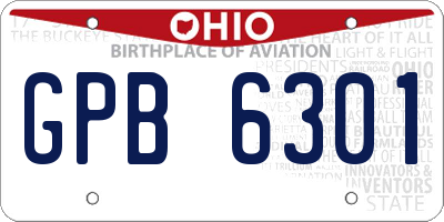 OH license plate GPB6301