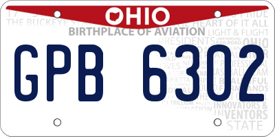 OH license plate GPB6302