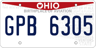 OH license plate GPB6305