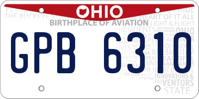 OH license plate GPB6310