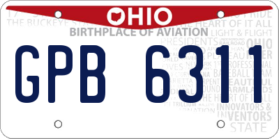 OH license plate GPB6311
