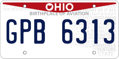 OH license plate GPB6313