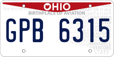 OH license plate GPB6315