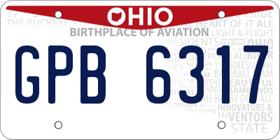 OH license plate GPB6317