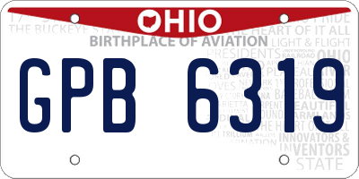 OH license plate GPB6319