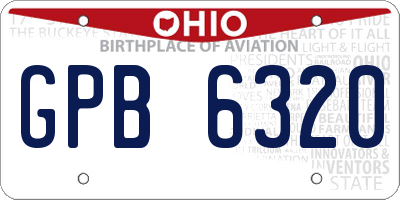 OH license plate GPB6320