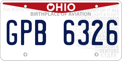 OH license plate GPB6326