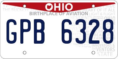 OH license plate GPB6328