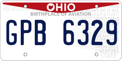 OH license plate GPB6329