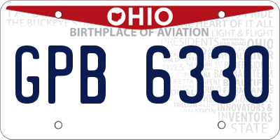 OH license plate GPB6330