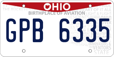 OH license plate GPB6335