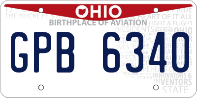 OH license plate GPB6340