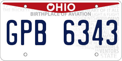 OH license plate GPB6343