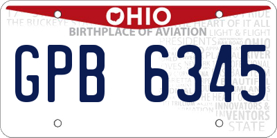 OH license plate GPB6345