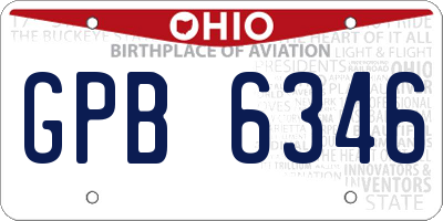 OH license plate GPB6346
