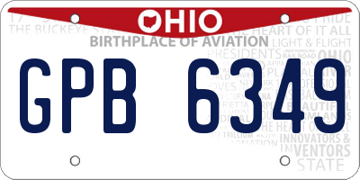 OH license plate GPB6349