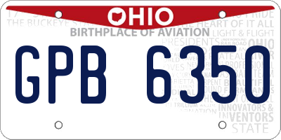 OH license plate GPB6350