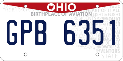 OH license plate GPB6351
