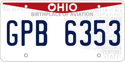 OH license plate GPB6353