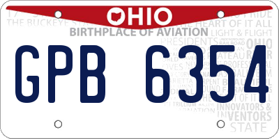 OH license plate GPB6354