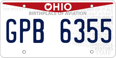 OH license plate GPB6355