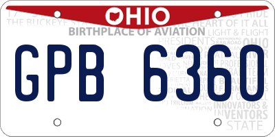 OH license plate GPB6360