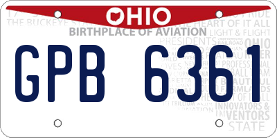 OH license plate GPB6361