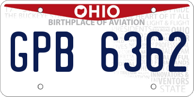 OH license plate GPB6362