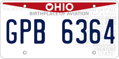 OH license plate GPB6364