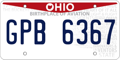 OH license plate GPB6367