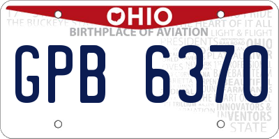 OH license plate GPB6370