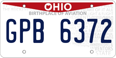 OH license plate GPB6372