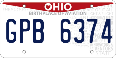 OH license plate GPB6374