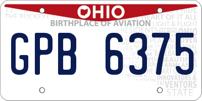 OH license plate GPB6375