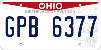 OH license plate GPB6377