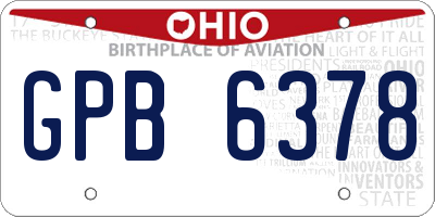 OH license plate GPB6378