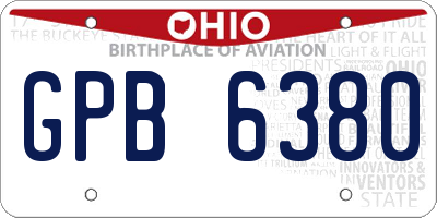 OH license plate GPB6380