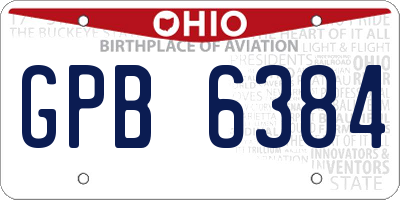OH license plate GPB6384
