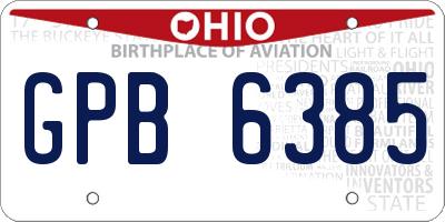 OH license plate GPB6385